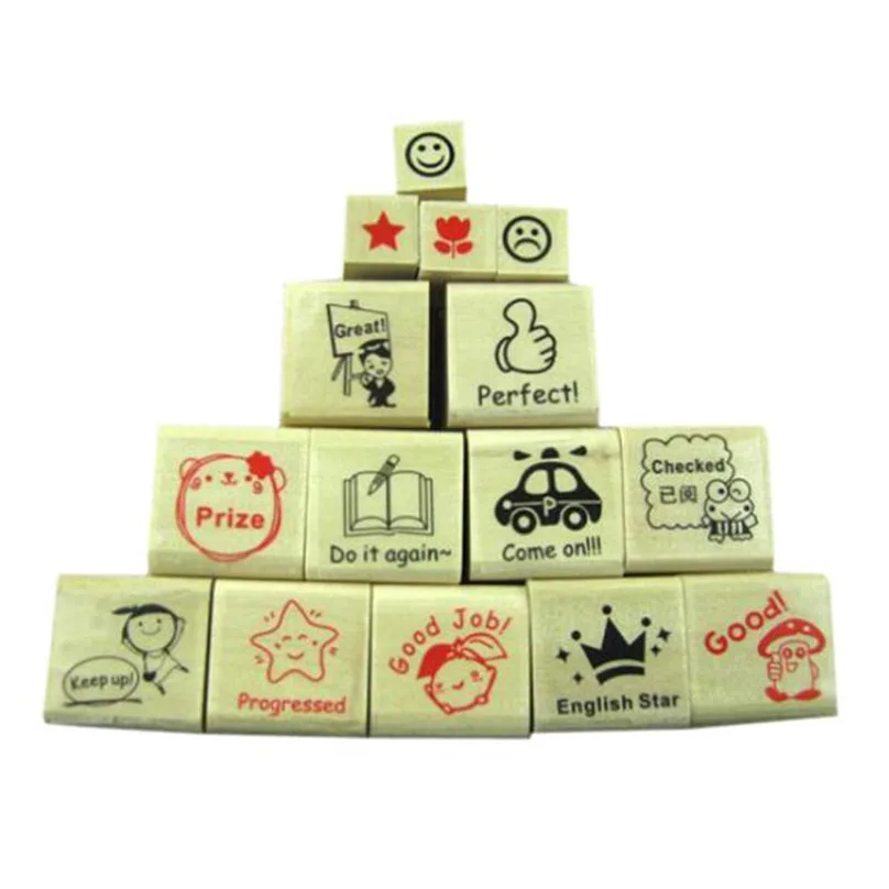 15pc Teachers Stampers Self Inking Praise Reward Stamps Motivation Sticker School stamps for scrapbooking #3d11 (1)