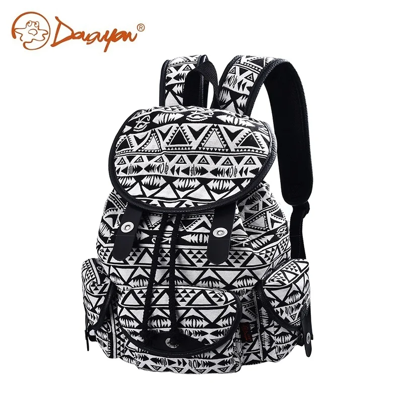 Douguyan Girls Brand Backpack Women School Bags Cute Black Canvas Backpack Casual Rucksack for College Travel