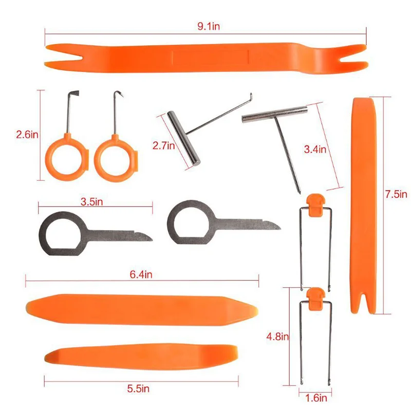 12pcs/set Plastic Car Door Clip Panel Trim Dash Radio Audio Removal Pry Tool Kit