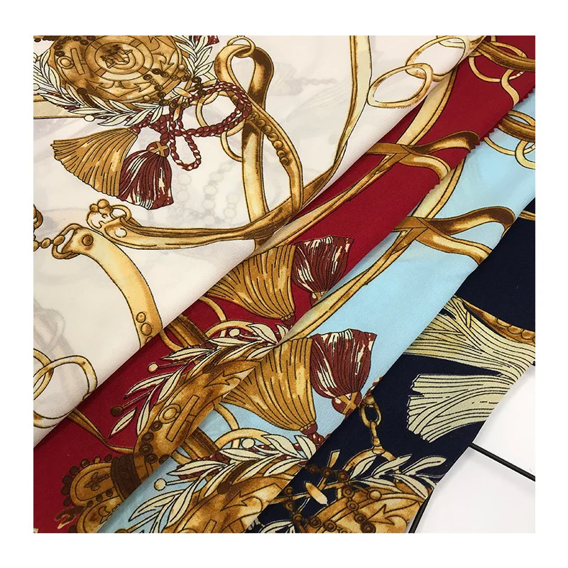 

Spring and Summer Clothing Chain Printing Chiffon Fabric Plain Weave Chiffon Dress Shirt Sewing Textile Material