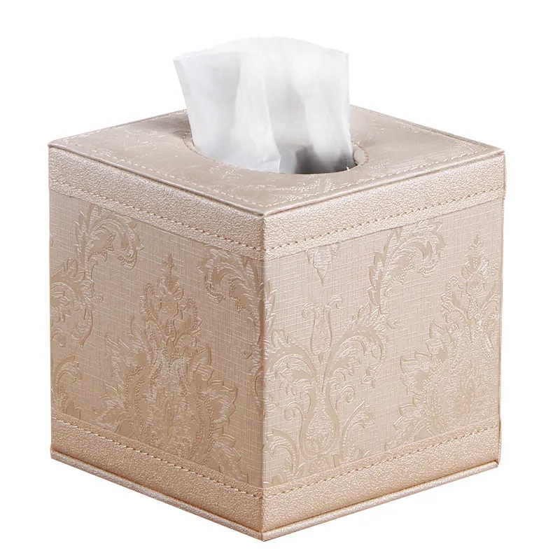 

Vintage PU leather tissue box table napkin pumping paper box fashion