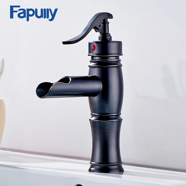 Fapully Bathroom Basin Mixer Taps Oil Rubbed Bronze Single Hole Cold Fapully Bathroom Basin Mixer Taps Oil Rubbed Bronze Single Hole Cold And Hot Waterfall Faucets