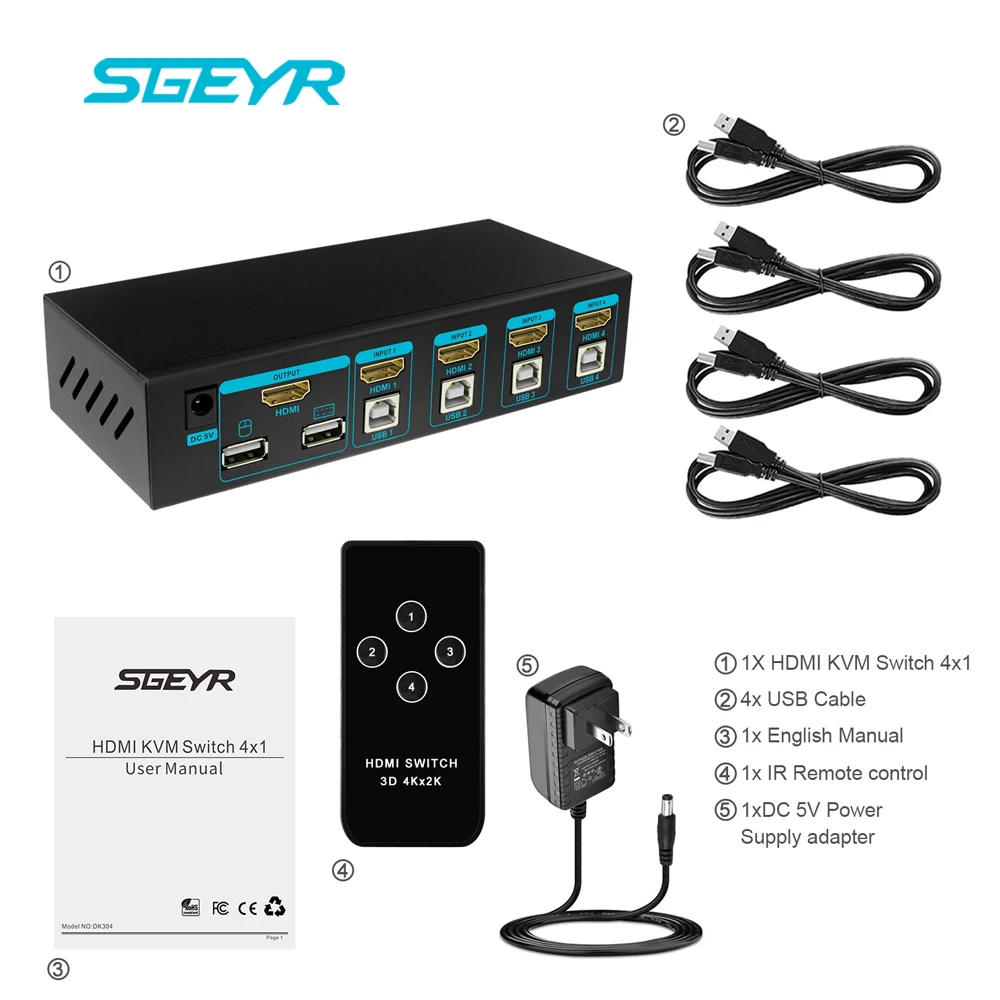 SGEYR 2 Port USB HDMI KVM Switch Switcher for Dual Monitor 4 port HDMI USB KVM Switch support 4Kx2K Keyboard Mouse hdmi switch SGEYR 2 Port USB HDMI KVM Switch Switcher for Dual Monitor 4 port HDMI USB KVM Switch support 4Kx2K Keyboard Mouse hdmi switch
