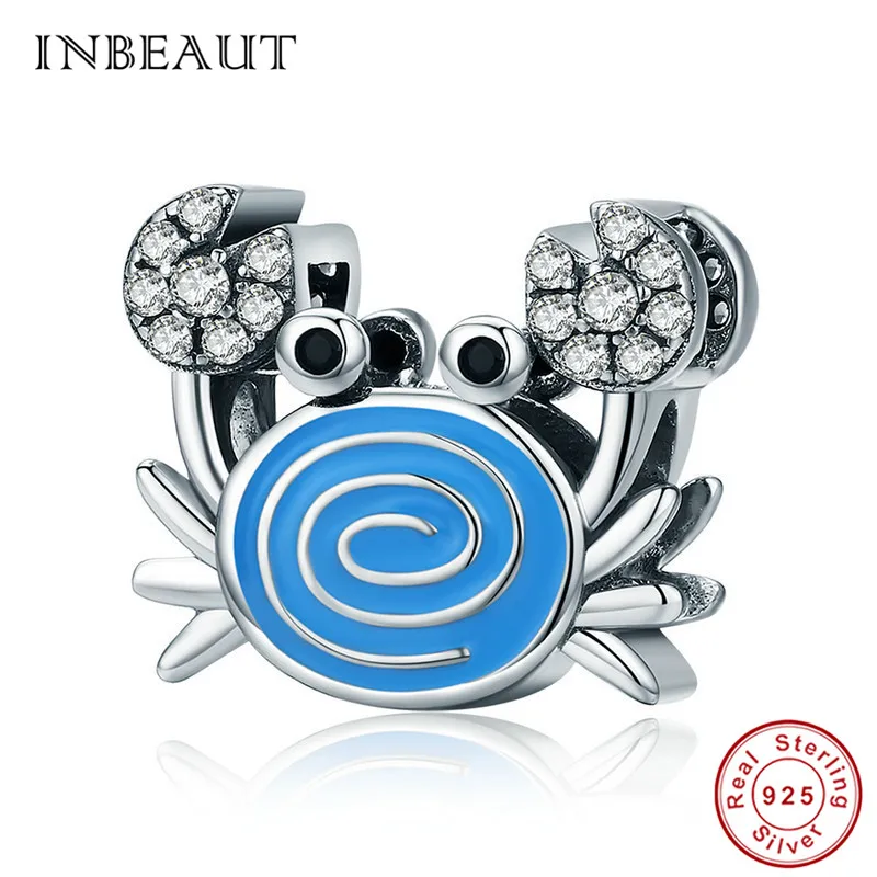 INBEAUT 100% 925 пробы серебряный милый Дельфин Морская лошадь рыба бусы CZ Пингвин Краб