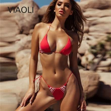 Принт бикини на шнуровке Купальник Европа и Америка сексуальный купальник кружева 2 шт Купальник для женщин