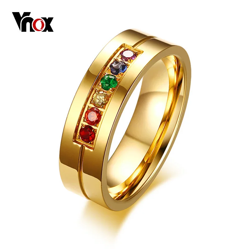 Vnox для женщин кольца из нержавеющей стали красный зеленый красочный камень размер США