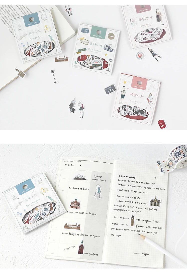 16 упак./лот позолоченная символов путешествия послеобеденный чай серии Креативные украшения DIY бумаги васи наклейки