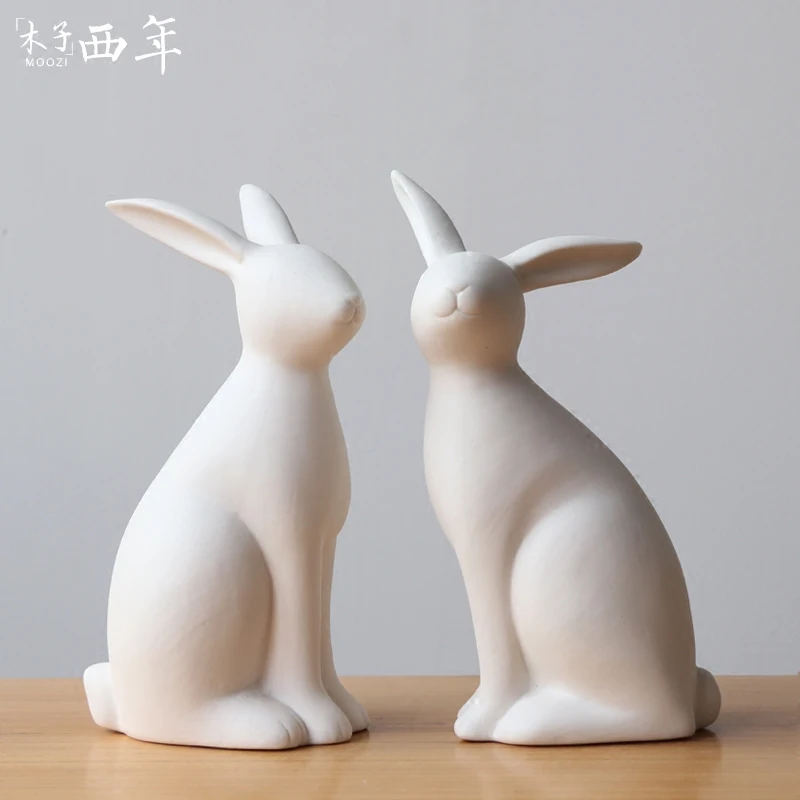 Europe Brief White Rabbits Ceramic Animals Figurines Living Room Europe Brief White Rabbits Ceramic Animals Figurines Living Room Decorations Porcelain Sitting Fig In Miniatures From