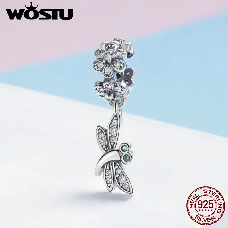 

WOSTU Authentic 925 Sterling Silver Elegant Dancing Butterfly Charms Fit Brand Bracelet Pendant For Women Jewelry Gift FIC925