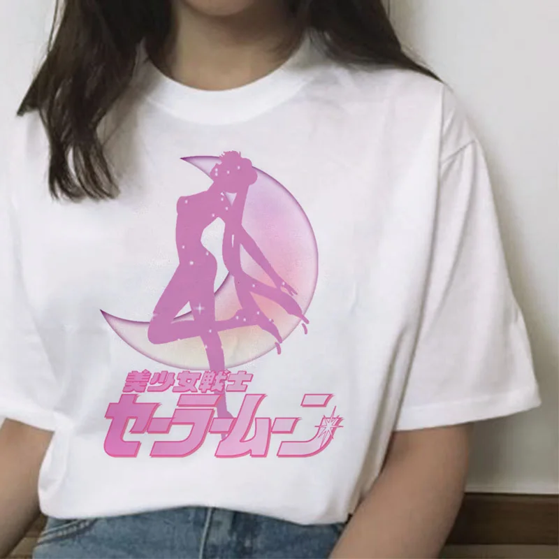 Sailor Moon футболка летняя Harajuku женская с милым принтом Ullzang Kawaii коротким рукавом