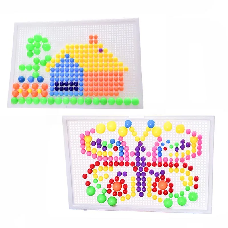 discounted  240 Pcs/Set Box-packed Grain Mushroom Nail Beads Intelligent 3D Puzzle Games Jigsaw Board for Child