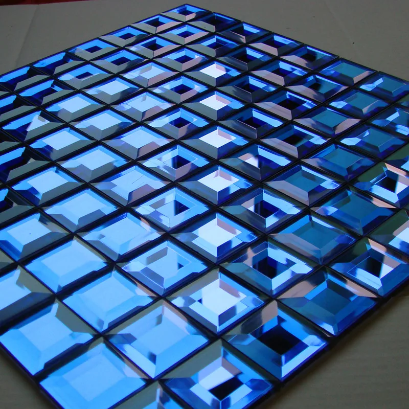 Buy Seamless Blue 5 edges beveled Diamond Mirror Glass