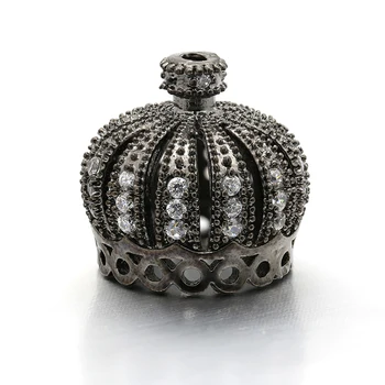 

14*13mm Best Quality Handmade Brass Cubic Zirconia Crown Tassel Caps Charms for Diy Jewelry Findings, Hole: 1.3mm, Model:VM9