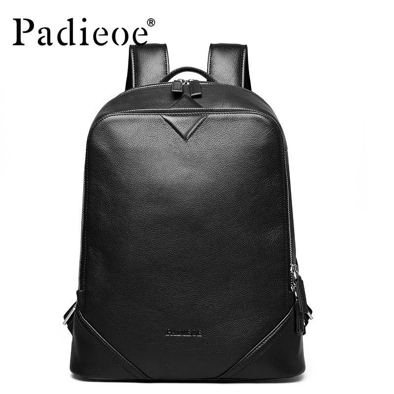 Роскошные из натуральной коровьей кожаный объемный Путешествия Рюкзак Мода Высокое качество сумка для ноутбука простой дизайн рюкзаки