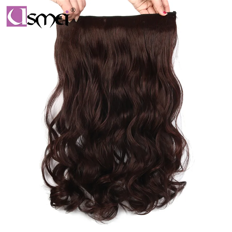 USMei 24inch 60cm muiti color black blonde women hair faus false hairpiece synthetic clip in one piece hair extensions