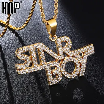 

HIP Hop Gold Color Letters Words Bling Full Rhinestoned Iced Out Rope Chain Pendants & Necklaces for Men Jewelry