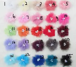 2013 Mini Tulle Mesh Flowers With Rhinestone Pearl Center Poof Flowers,Accessories 240pcs