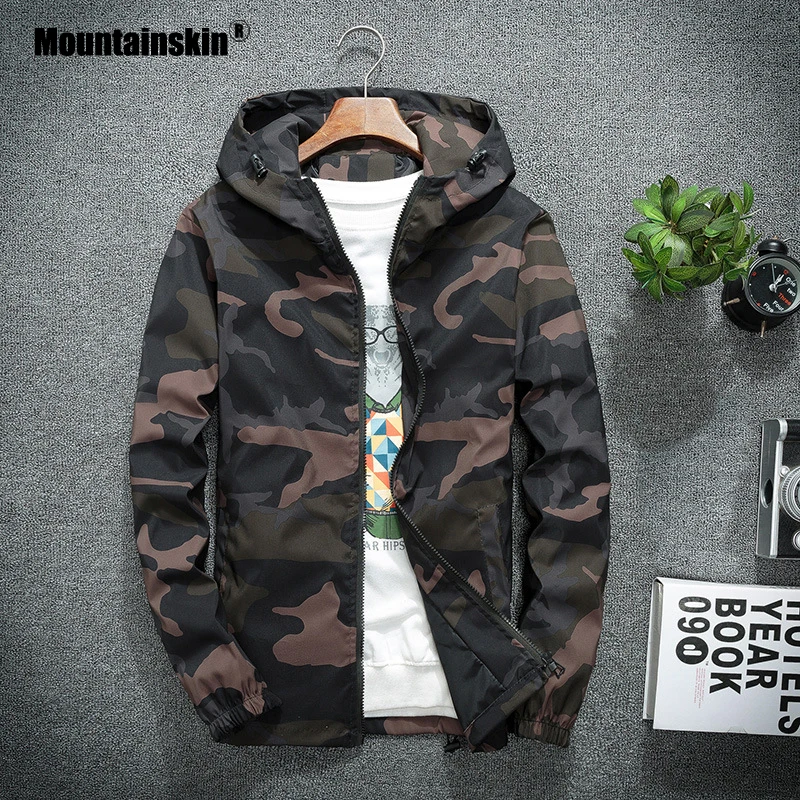 Ceny Mountainskin męskie nowe kurtki wiosna jesień płaszcze casualowe z kapturem kurtka kamuflaż moda męska odzież wierzchnia odzież marki 5XL SA637