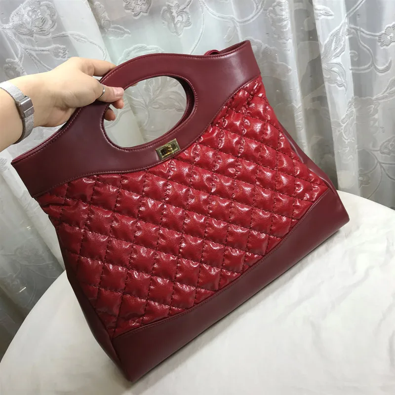 

Large Capacity Casual Totes Panelled Diamond Lattice Shoulder Messenger Bags Women Purses and Handbags