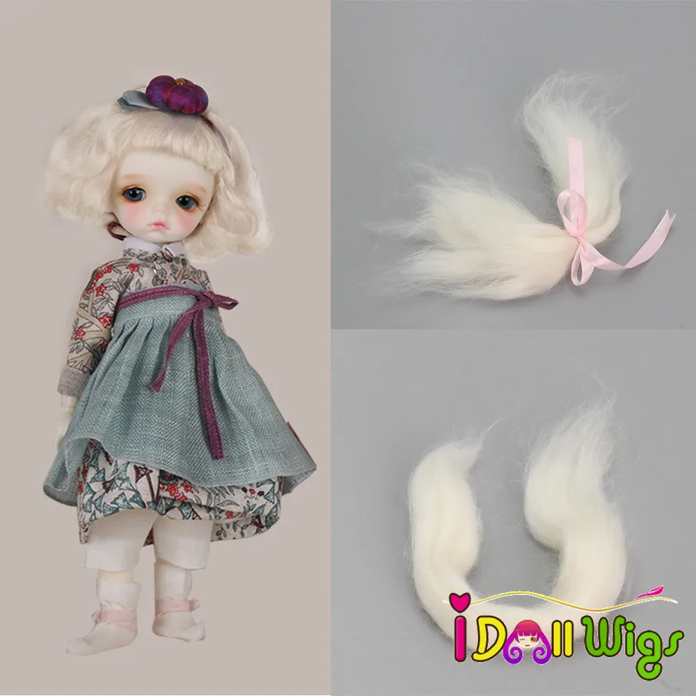 White Fashion Mohair Doll Hair 15cm for Reborn Baby Dolls Wig