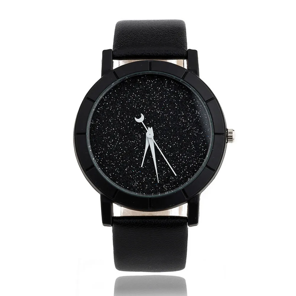 

2016 New Fashion Watch Women Star and Sky Pattern Rhinestone Casual Quartz Watch Ladies Popular Leather Strap Elegant Wristwatch