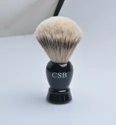 CSB кисть из серебристого барсучьего волоса Мужская щетка для бритья черная ручка