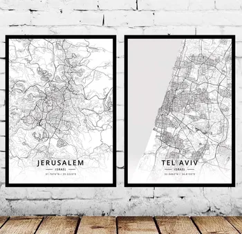 

Jerusalem Tel Aviv Israel Map Poster