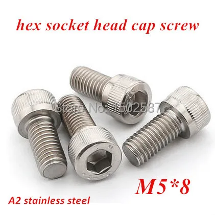 100 шт. M5 * 8 Винт DIN912 Шестигранная головка цилиндра колпачок винт M5X8mm Аллен болт для