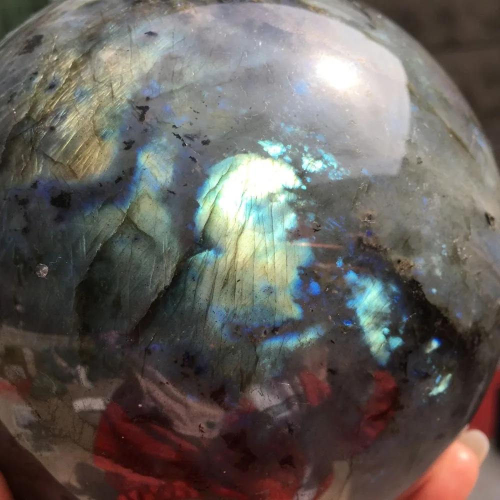 Большой размер Природный лабрадорит Кварц Сфера рок хрустальный шар Исцеление натуральные камни и минералы