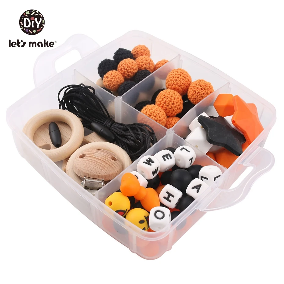 

Let's make Silicone Beads DIY Set Nursing Teething Necklace Making Unique Halloween Baby Shower Gift Crochet Beads Teethers