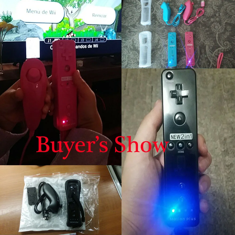 2 в 1 Встроенный пульт дистанционного управления Motion Plus для Wii Control ler + нунчак