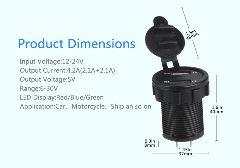 Urbanroad водонепроницаемый 4.2A автомобильное зарядное устройство для мотоцикла с предохранителем 12 В 24 в двойной Usb авто светодиодный вольтметр Авто адаптер питания 2 порта разъем