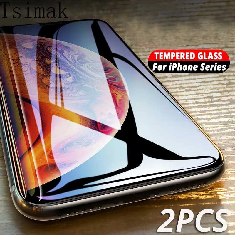 

2pcs Tempered Glass For iPhone X XR XS Max Screen Protector Film For iPhone 4 4s 5 5s 6 6S 7 8 Plus X SE Glass Protection Film