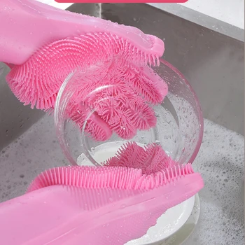 

Magic Silicone Cleaning Gloves Silicon Dusting Dish Washing Gloves Kitchen Cleaning Tableware Washing-up Gloves Dish Washing