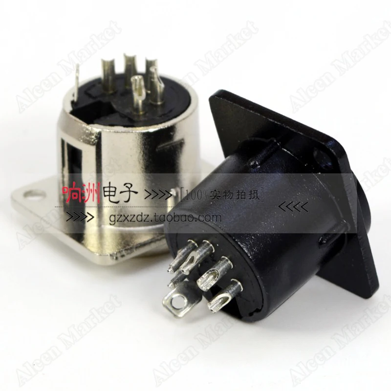 

10pcs/lot 5Pins XLR Male Connector Copper Pins Stage Light Console Microphone Audio Ground Socket Plug