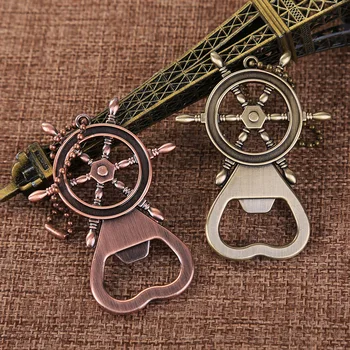 

300pcs Vintage Beer Openers Rudder Bottle Opener with Keychain Retro Keyring For Wedding Party Gift Favor