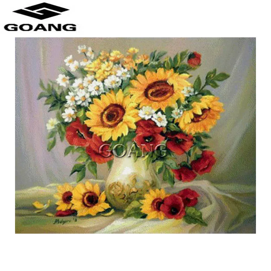 

Sunflower vase Diy Diamond Embroidery Full Square 5d Diamond Painting Cross Stitch Mosaic Crafts Needlework Floral