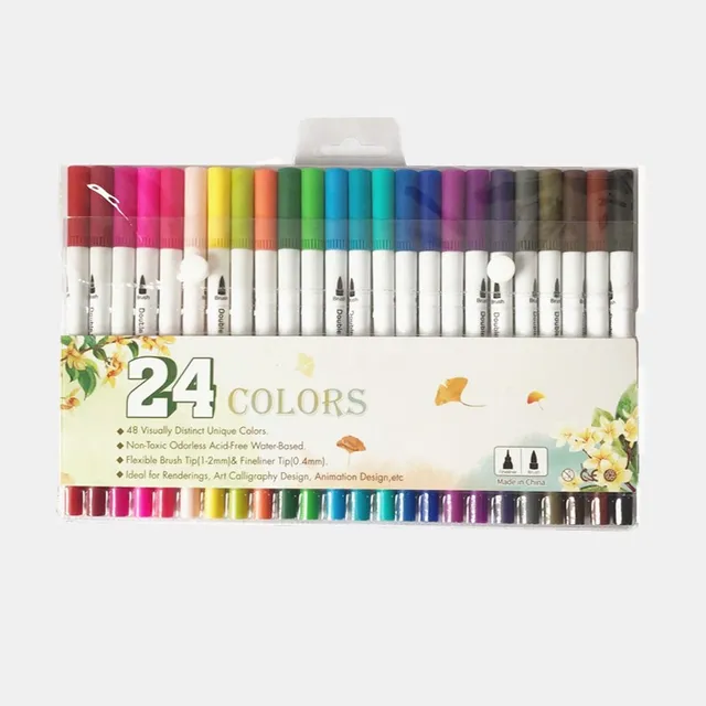 24-color Barreled Pen, Painting Art Marker Pen, Watercolor Brush Brush,  Calligraphy Sketch School Supplies - AliExpress