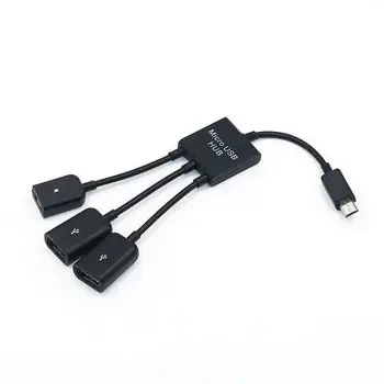 

3 in1 Multi-function Dual Micro USB Host OTG Hub Adapter Cable Male to Female Dual Micro USB 2.0 Host OTG Hub Adapter Cable