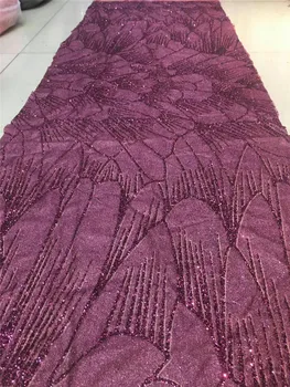 

Good looking fancy glued glitter embroidered Mesh Tulle fabric sequins Nigerian lace fabrics BZL-10245