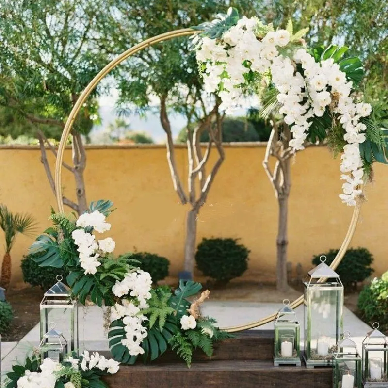 Vente Fer cercle arc de mariage accessoires fond unique arc fleur extérieur pelouse mariage fleur porte rack mariage anniversaire décoration