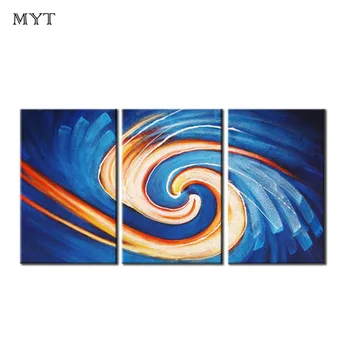 

Home Decor Abstract radiation blue Pictures 3PS Oil Painting On Canvas Handmade Modular Wall Art For living Room Unframed