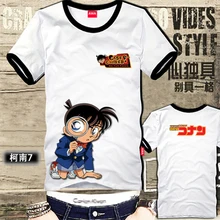 Free Shipping Detective Conan Hip-Hop Anime Piano Spoof Funny Cartoon t-Shirt Loose Short-Sleeved Detective Conan Tshirt