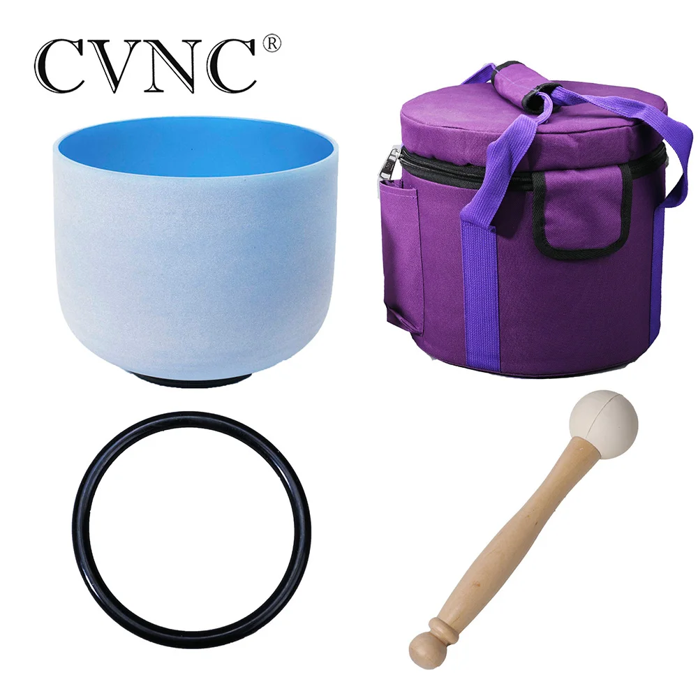 

CVNC 8" Note G# Zeal Chakra Blue Color Frosted Quartz Crystal Singing Bowl with Bag