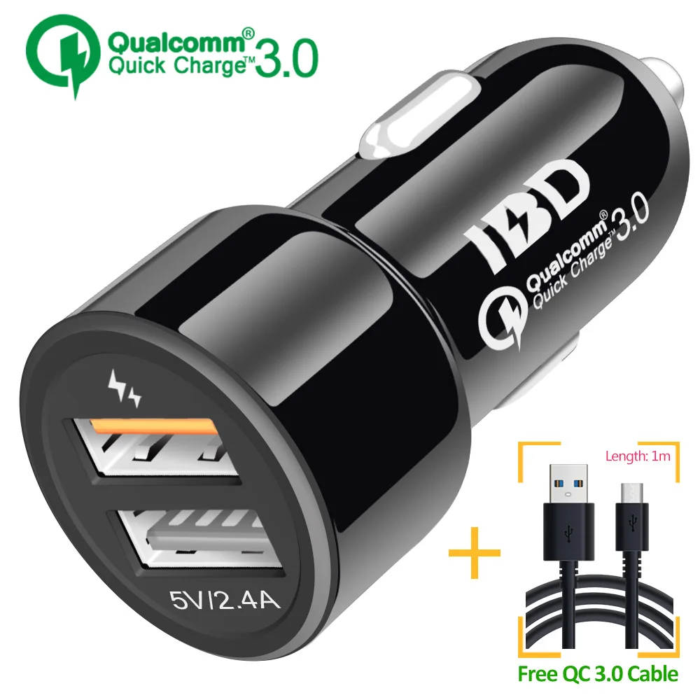 IBD Car Charger USB 3.0 Cell Phone Car Charger Dual USB Power Adapter