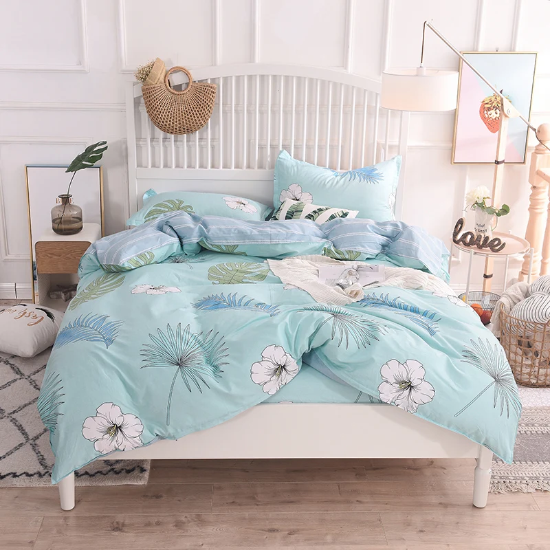 

Cotton Printed Quilt Cover And Bed Sheet And Pillowcase Home Four-Piece Set Of Simple Natural Hot Soft Home Textile Products