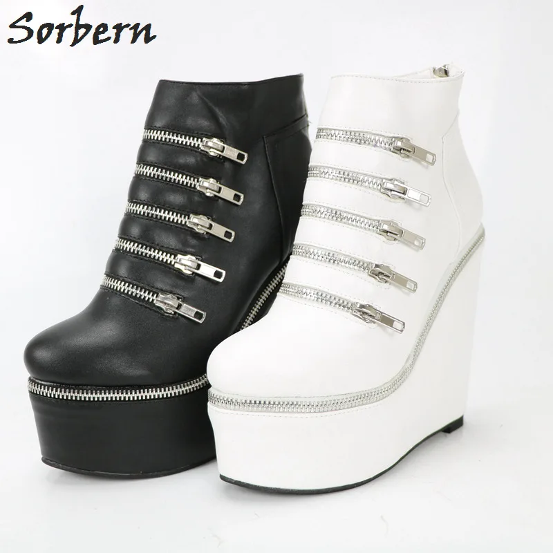 

Sorbern White Wedge Heel Boots Women 15Cm/6Cm Size Us7 Made-To-Order Ladies Boots High Heel Wedges Womans Shoes Fashions 2018