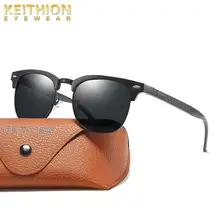 KEITHION Polarized Men Sunglasses Aluminium Magnesium Frame Anti Glare Mirrored Eyewear Top Quality Round Driving Sun Glasses