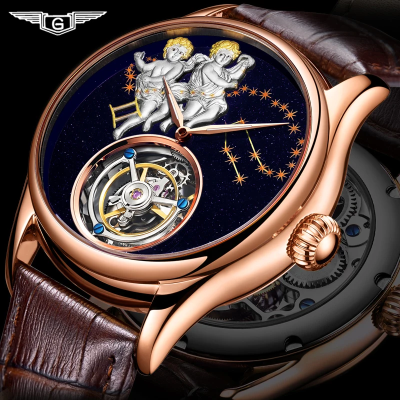 GUANQIN 2020 Real Tourbillon механические мужские часы с ручным заводом Лидирующий бренд