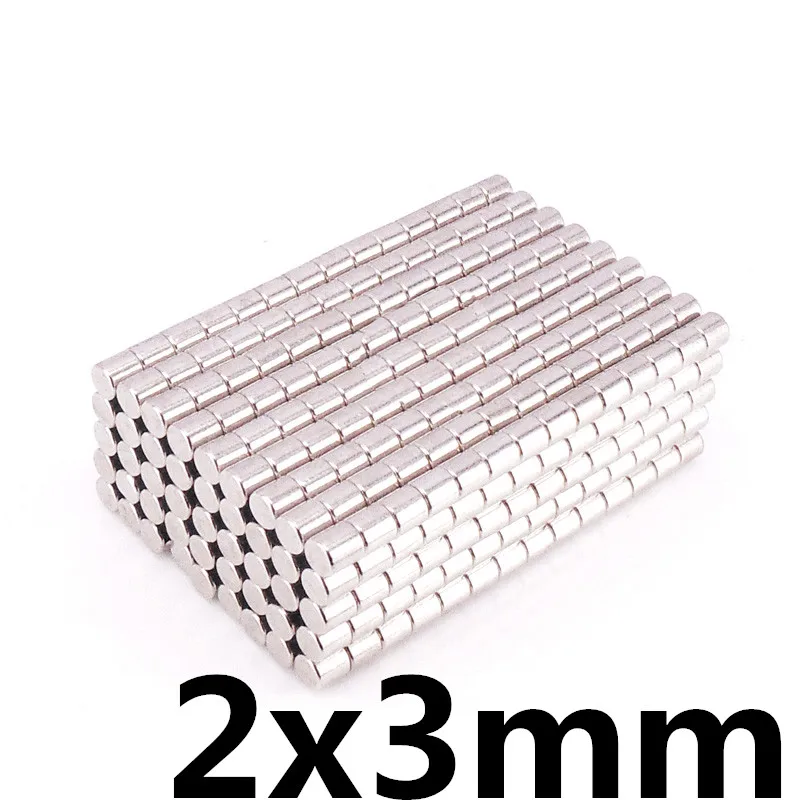 

100PCS 2mm x 3mm N35 Strong Disc NdFeB Rare Earth Magnet 2x3 Neodymium Magnets Small Round Cylinder For Fridge